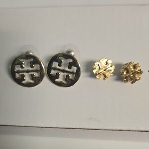 Tory Burch Gold Logo Earrings Set